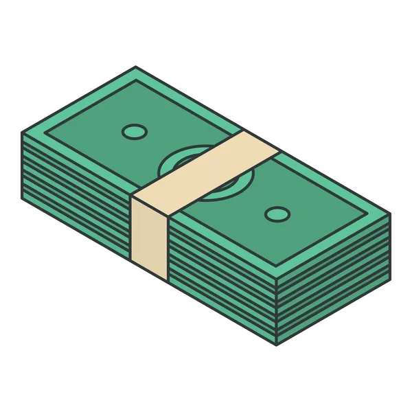 Иконка денежного пакета на доллар, изометрический стиль — стоковый вектор