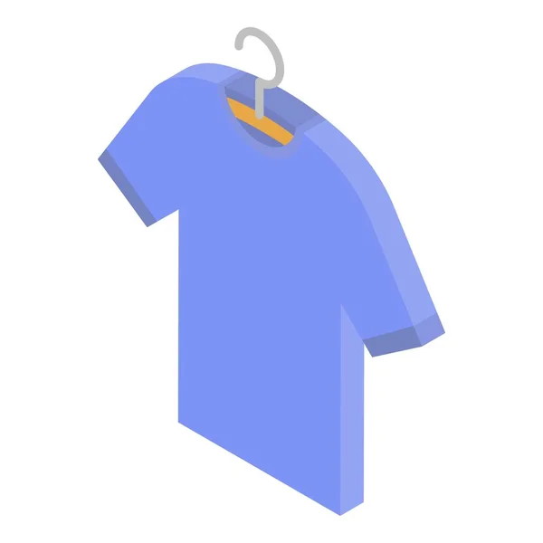 Голубая рубашка на иконе вешалки, изометрический стиль — стоковый вектор