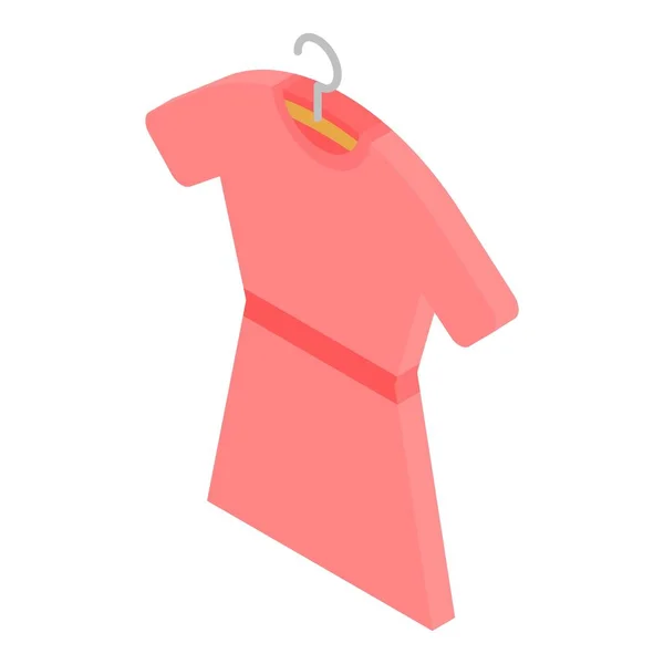 Red dress on hanger icon, isometric style — Stock Vector
