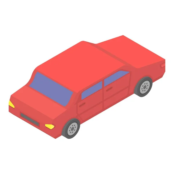 赤いセダン車のアイコン、アイソメスタイル — ストックベクタ