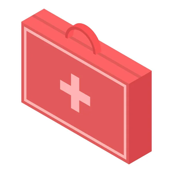 Red first aid kit icon, isometric style — Stock Vector
