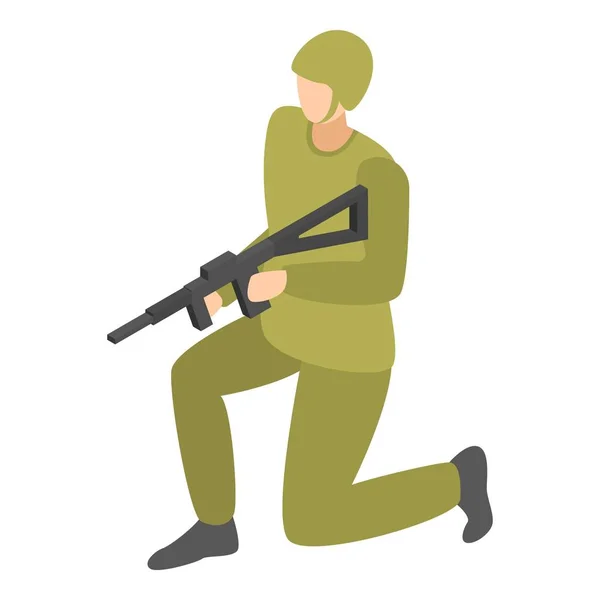 Infanteriesoldaten-Ikone, isometrischer Stil — Stockvektor