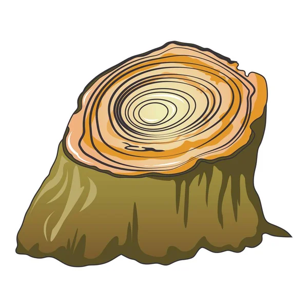 切树树桩图标，卡通风格 — 图库矢量图片