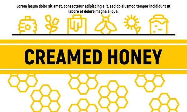 奶油蜂蜜横幅，轮廓风格 — 图库矢量图片