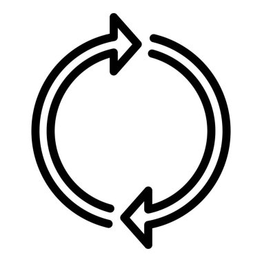 Two arrows forming a circle icon, outline style clipart