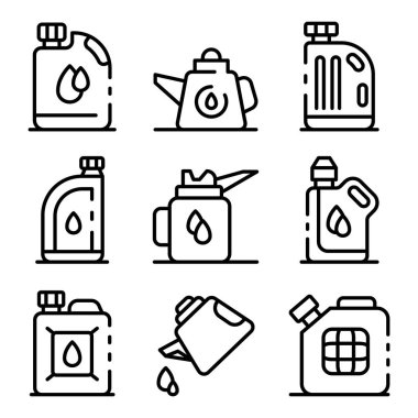 Motor yağı simgeleri ayarlayın, anahat tarzı