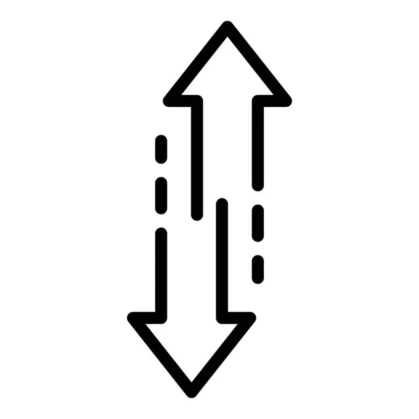 Felfelé mutató nyilat ábrázoló ikon, körvonalstílus — Stock Vector