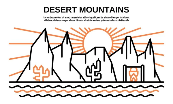 Desert mountains banner, outline style