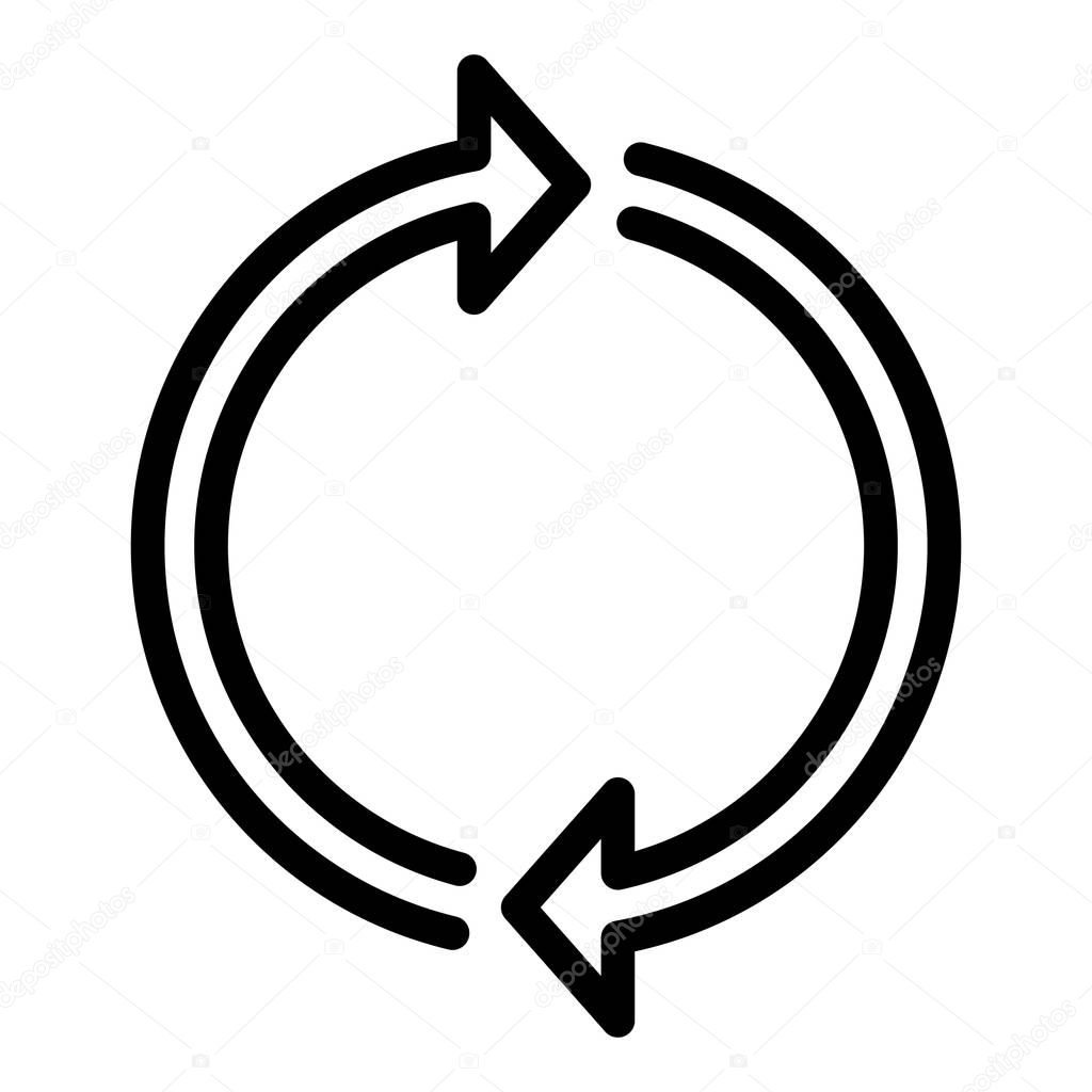 Two arrows forming a circle icon, outline style