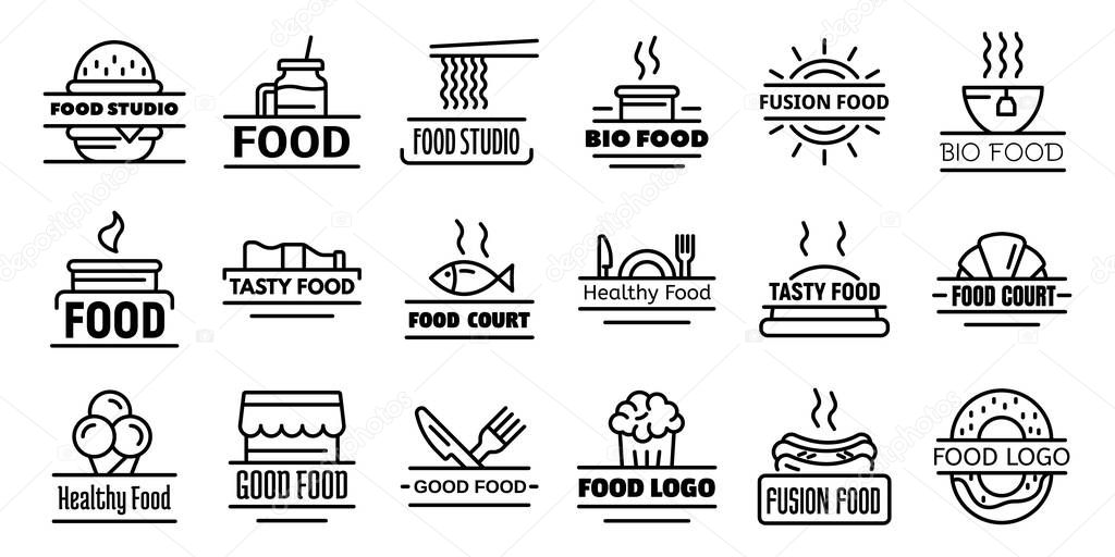 Food courts breakfast logo set. Outline set of food courts breakfast vector logo for web design isolated on white background