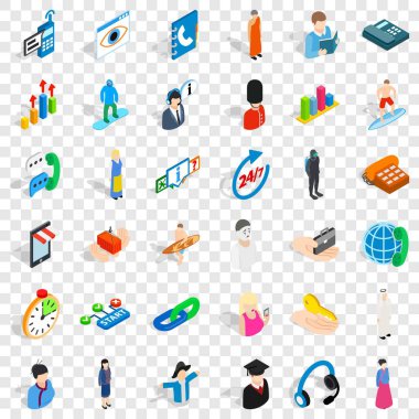 İnsan kaynakları Icons set, izometrik stili