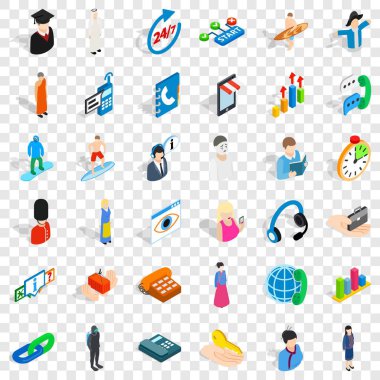 Arama Icons set, izometrik stili