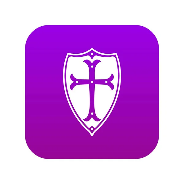 Ícone de escudo roxo digital — Vetor de Stock