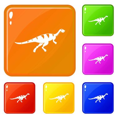 Gallimimus dinozor simgeleri vektör renk ayarlamak