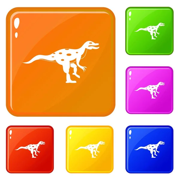 Ornithopod dinosaur icons set vector color — Stock Vector
