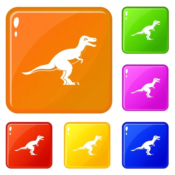 Иконки теропод-динозавров задают векторный цвет — стоковый вектор