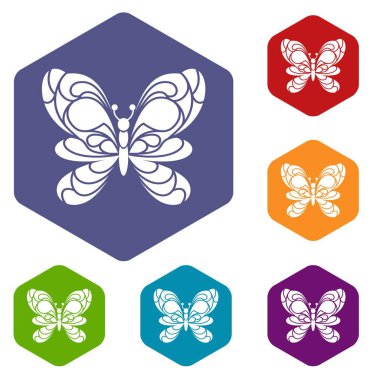 Büyük kanatları simgesi, basit tarzı kelebek