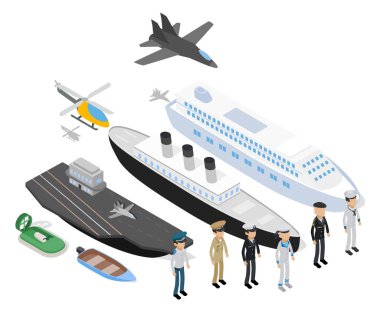 Donanma kavramı afiş, izometrik stili