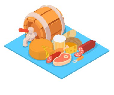 Bira Bbk kavramı afiş, izometrik stili