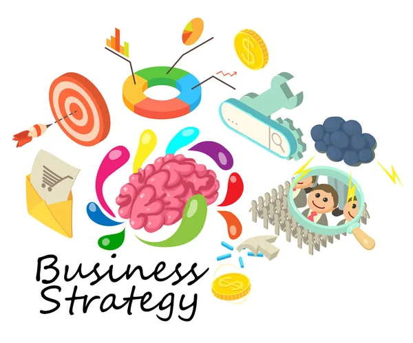 Баннер концепции бизнес-стратегии, изометрический стиль — стоковый вектор