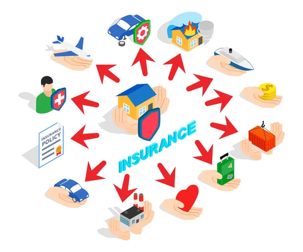 Insurance concept banner, isometric style — Stock Vector