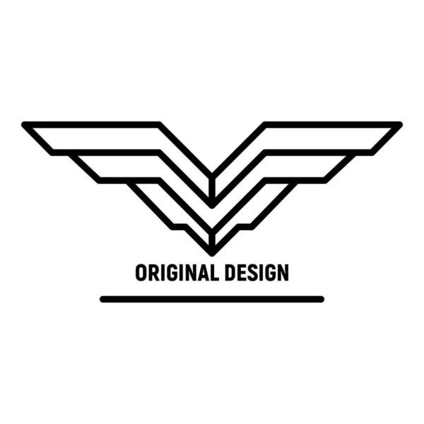 Amerikan kanatları logosu, anahat tarzı — Stok Vektör