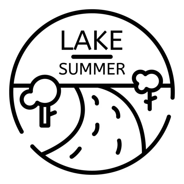 Summer lake logo, outline style — Stock Vector