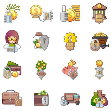 Kilitli para simgeleri seti, karikatür tarzı