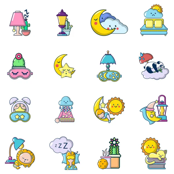 Conjunto de ícones de sono, estilo cartoon — Vetor de Stock