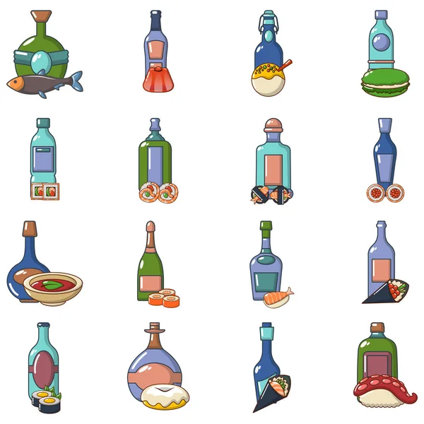 Conjunto de iconos de bocadillo de vino, estilo de dibujos animados — Archivo Imágenes Vectoriales