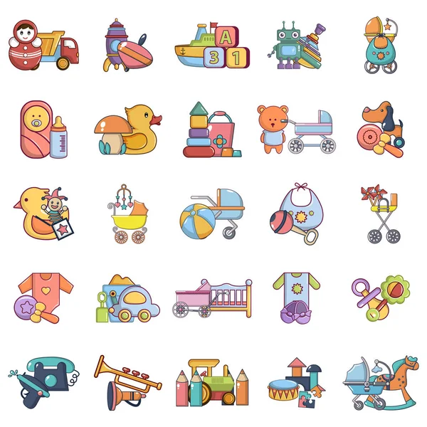 Conjunto de iconos de área de juego, estilo de dibujos animados — Vector de stock