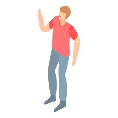 Kırmızı gömlek simgesi, isometrik tarzı Adam