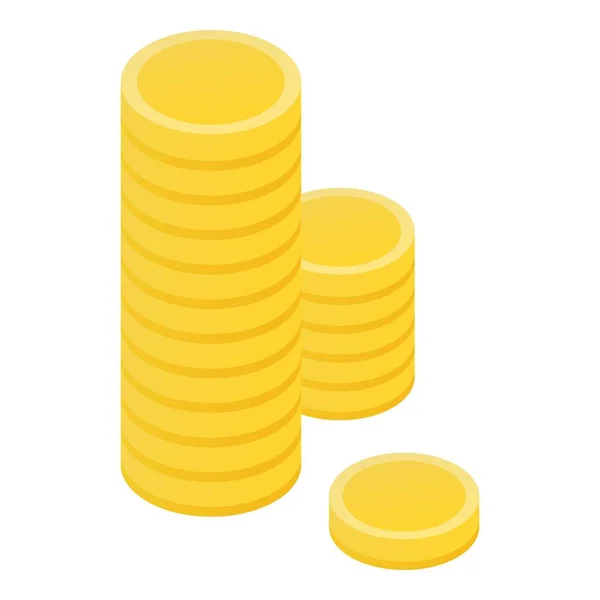 Ikona stosu monet, w stylu izometrycznym — Wektor stockowy