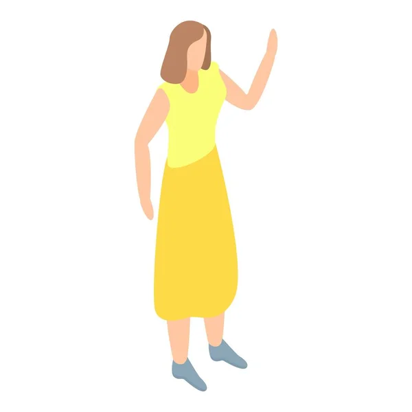 Vrouw gele jurk pictogram, isometrische stijl — Stockvector