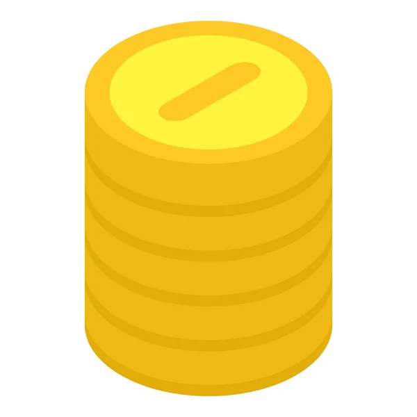 Gouden munt stapel icoon, isometrische stijl — Stockvector