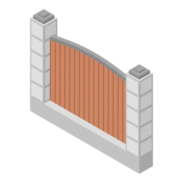 Icône de clôture en pierre de ferme, style isométrique — Image vectorielle