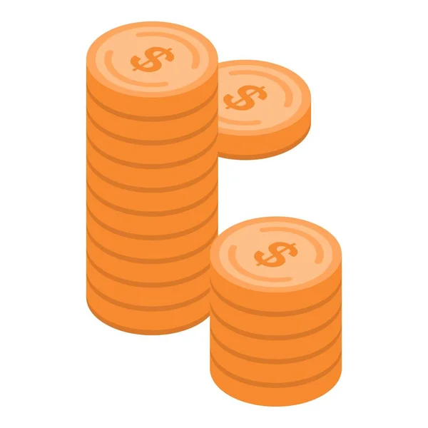Ícone de pilha de moeda de dólar, estilo isométrico — Vetor de Stock