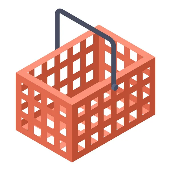 Ikona košíku červeného obchodu, izometrický styl — Stockový vektor