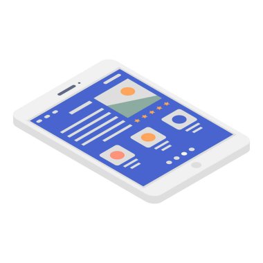 Tablet online alışveriş simgesi, biyometrik stil