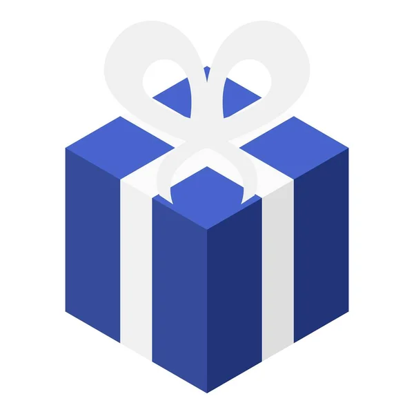 Mavi hediye kutusu simgesi, izometrik stili — Stok Vektör