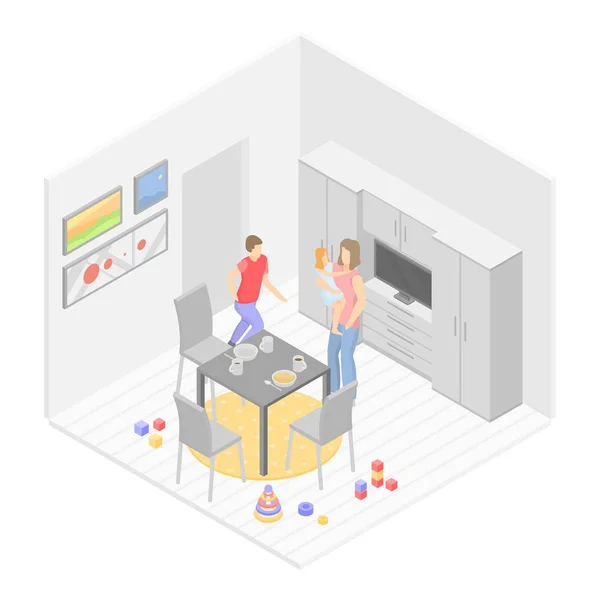 Modern kitchen room icon, isometric style — Stock Vector