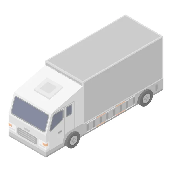 Icône de camion de livraison blanche, style isométrique — Image vectorielle