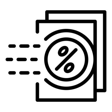 Kira yüzdesi kağıtları simgesi, anahat stili