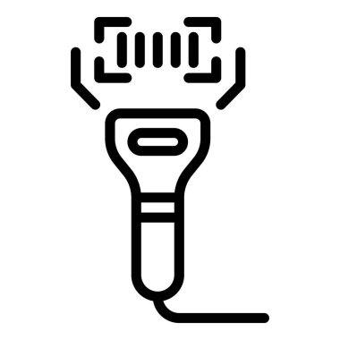 Market barkod tarayıcı simgesi, anahat stili