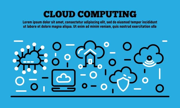 Banner de computação em nuvem, estilo de esboço — Vetor de Stock