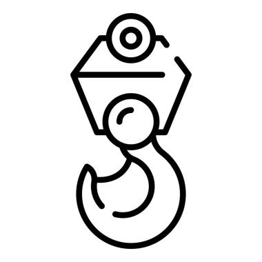 Çelik metal kanca vinç simgesi, anahat tarzı