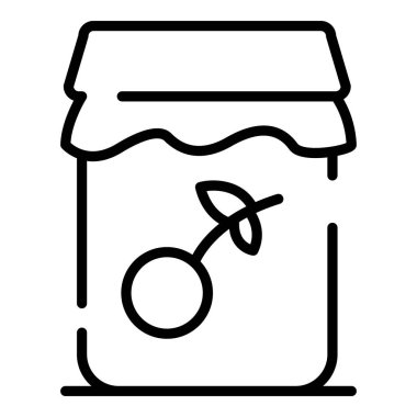 Kiraz reçeli kavanoz simgesi, anahat tarzı