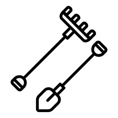 Çiftlik tırmık ve kürek simgesi, anahat tarzı