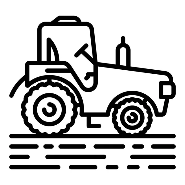 Icono de tractor moderno, estilo de esquema — Archivo Imágenes Vectoriales