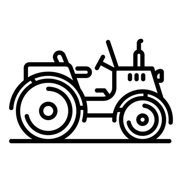 Oude boerderij trekker pictogram, omtrek stijl — Stockvector